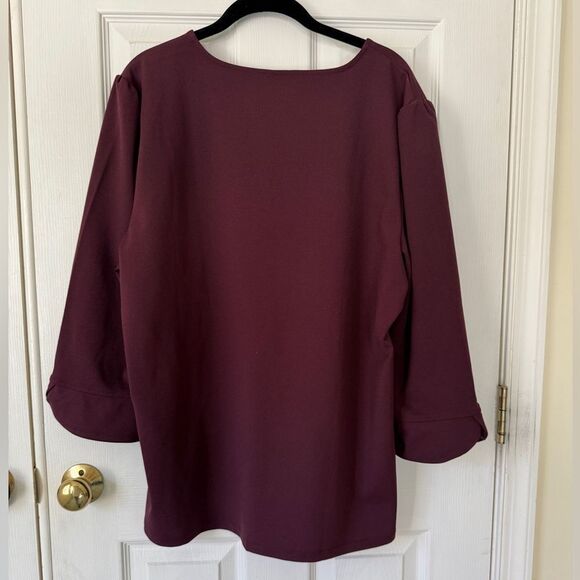 Ann Taylor 3/4 Bell Sleeve Burgundy Blouse Size XXL - Picture 2 of 8